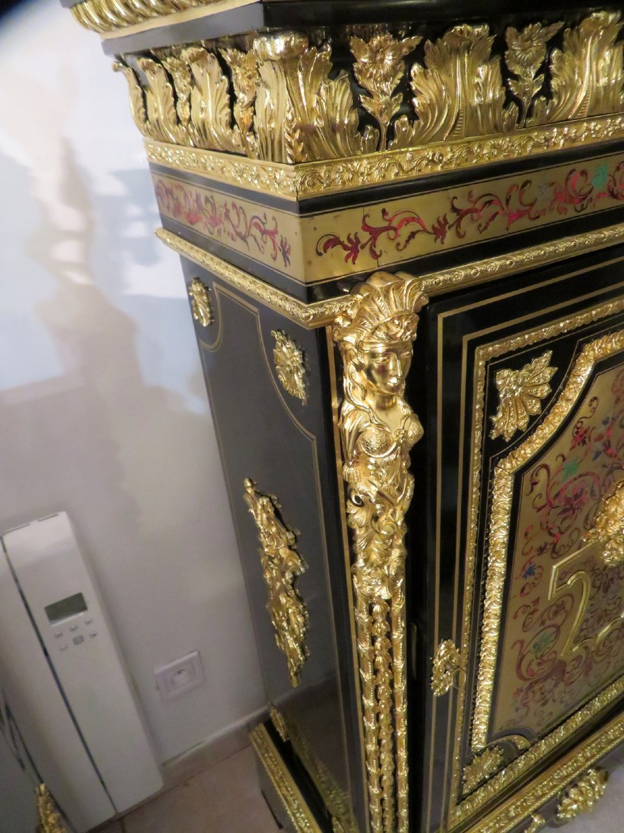 marqué JEANDON haut Meuble d’appui L XIV en marqueterie Boulle époque Napoléon III-photo-2