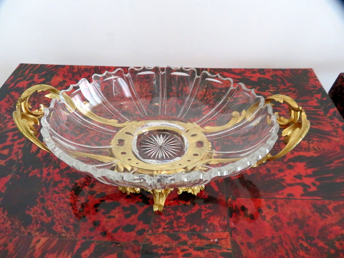 Center Of Table In Gilded Bronze And Decorated Crystal XIXéme-photo-2