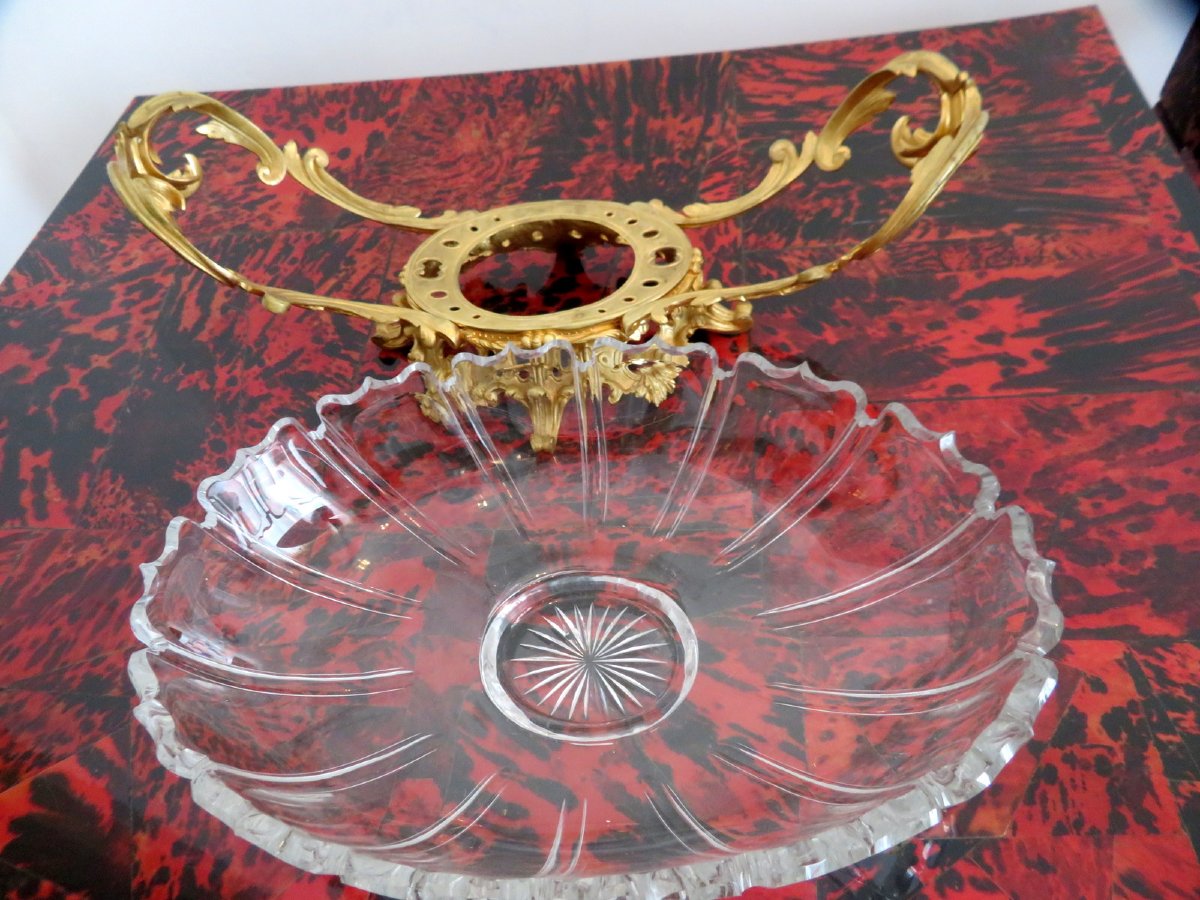 Center Of Table In Gilded Bronze And Decorated Crystal XIXéme-photo-3