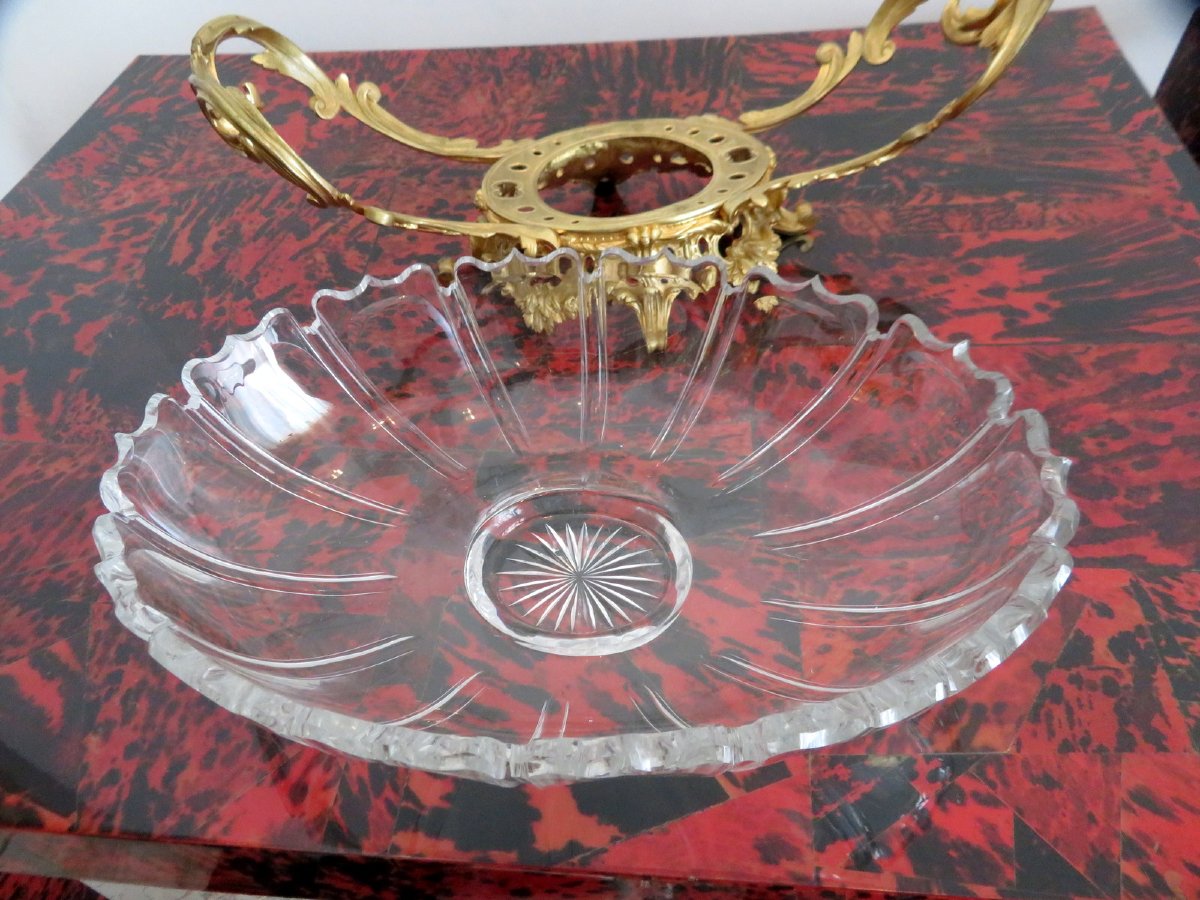 Center Of Table In Gilded Bronze And Decorated Crystal XIXéme-photo-5