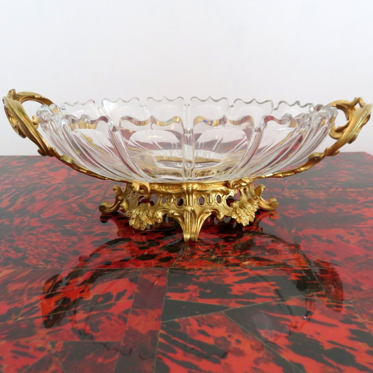 Center Of Table In Gilded Bronze And Decorated Crystal XIXéme