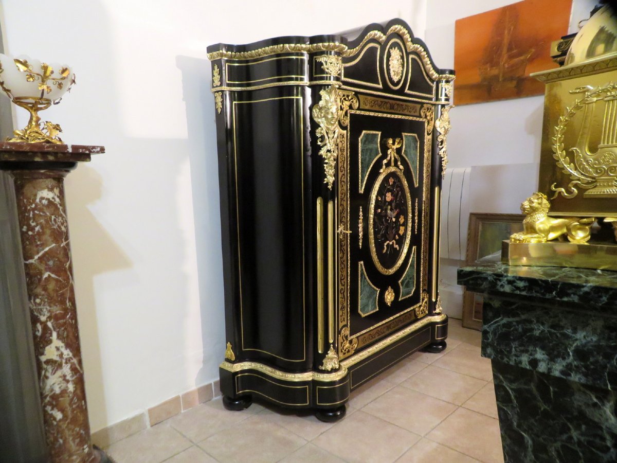 Impressive Cabinet With Pietra Dura And Boulle Marquetry 19th-photo-4