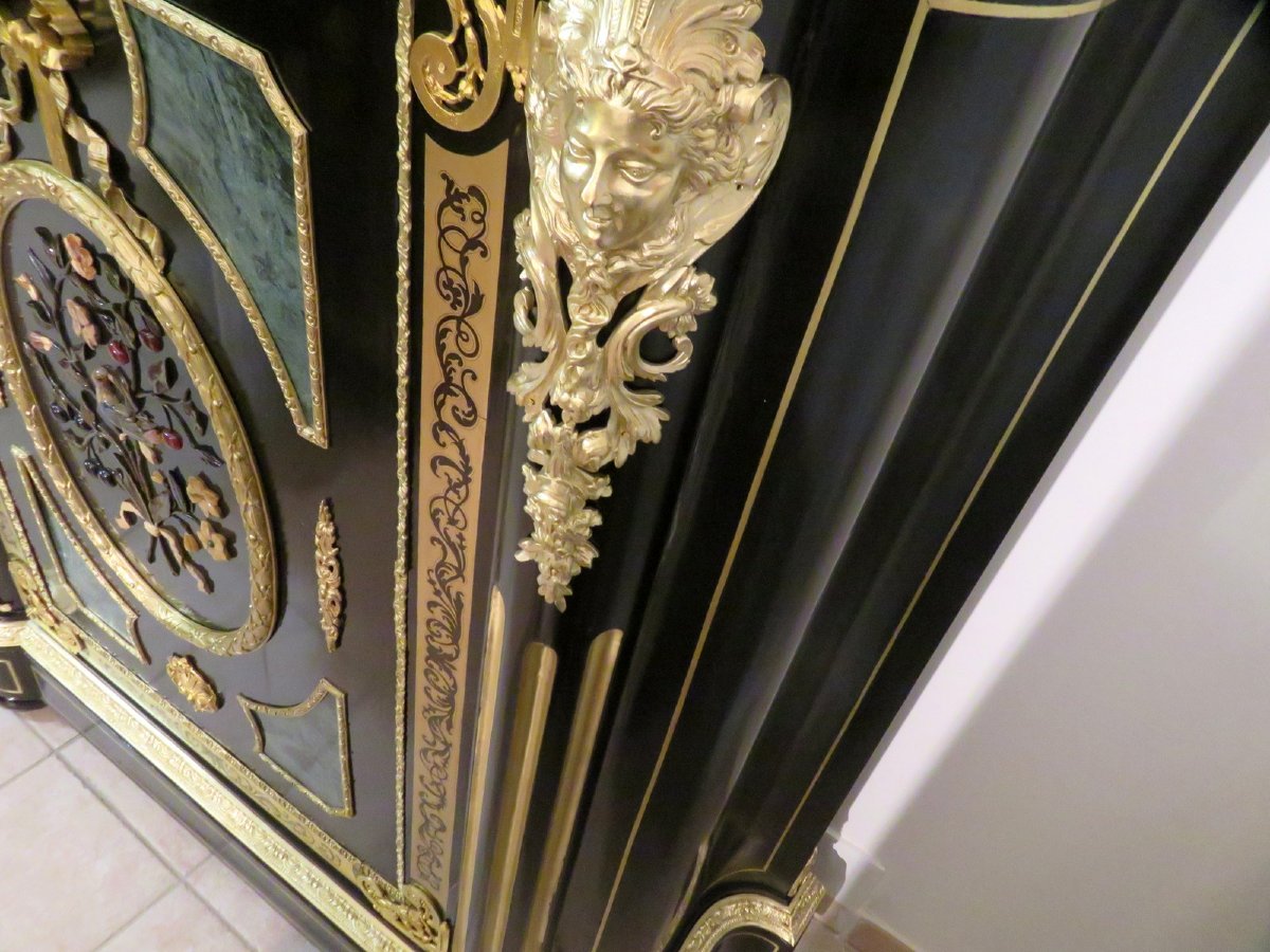 Impressive Cabinet With Pietra Dura And Boulle Marquetry 19th-photo-2