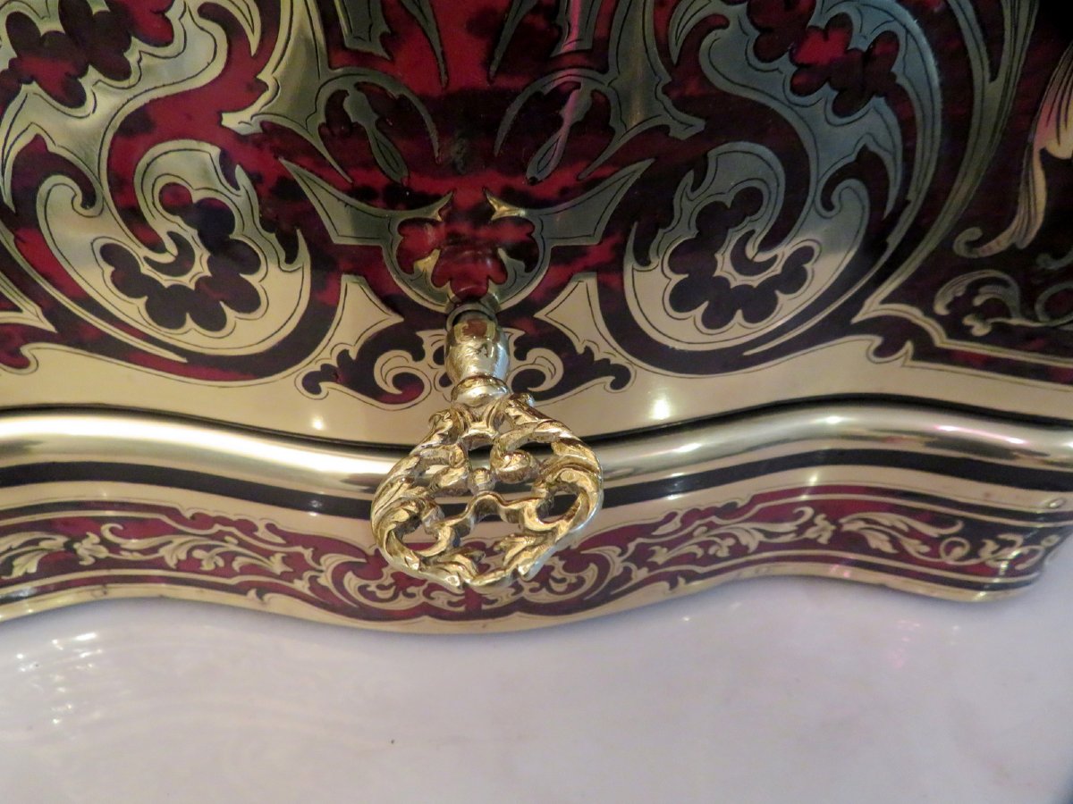 Tantalus Box Oblong In Boulle Marqueterie Napoleon III Period 19th-photo-2