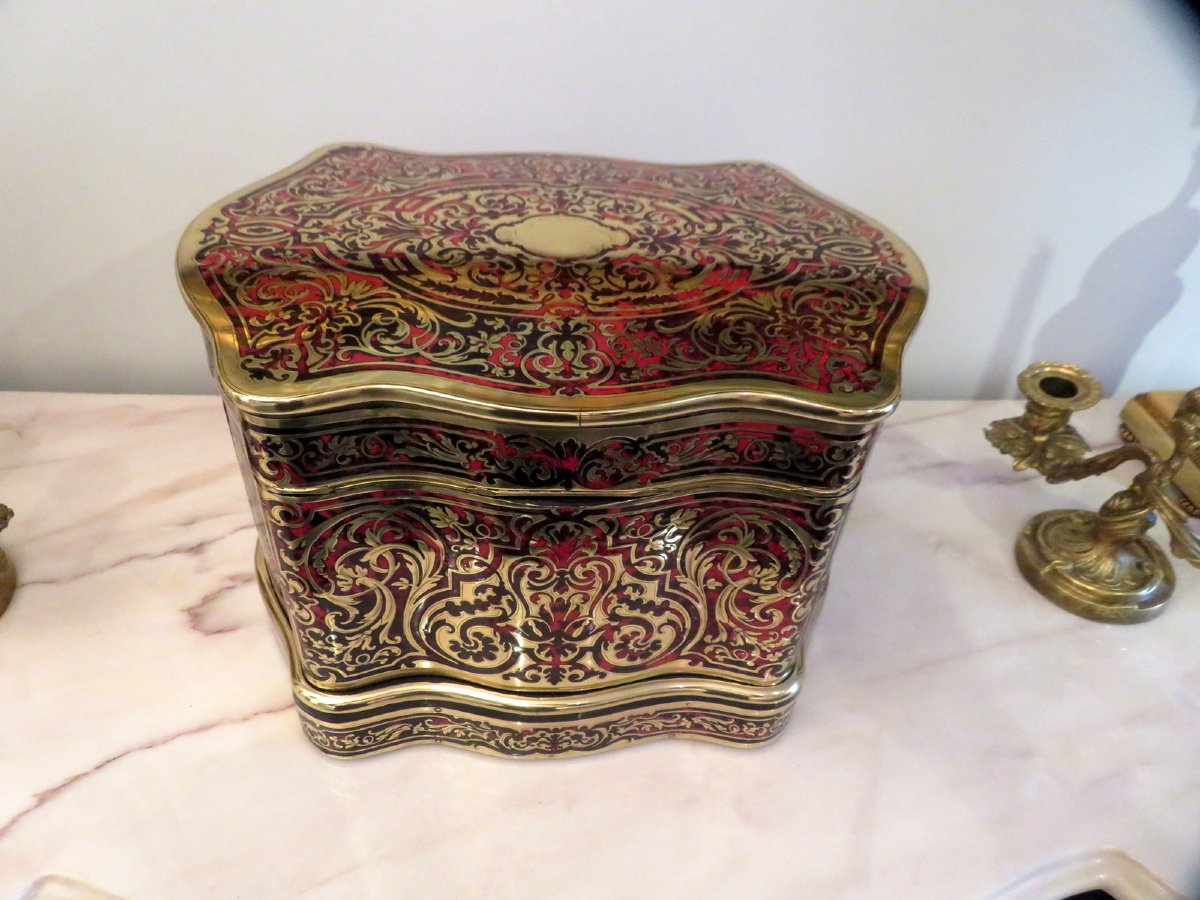Tantalus Box Oblong In Boulle Marqueterie Napoleon III Period 19th-photo-4