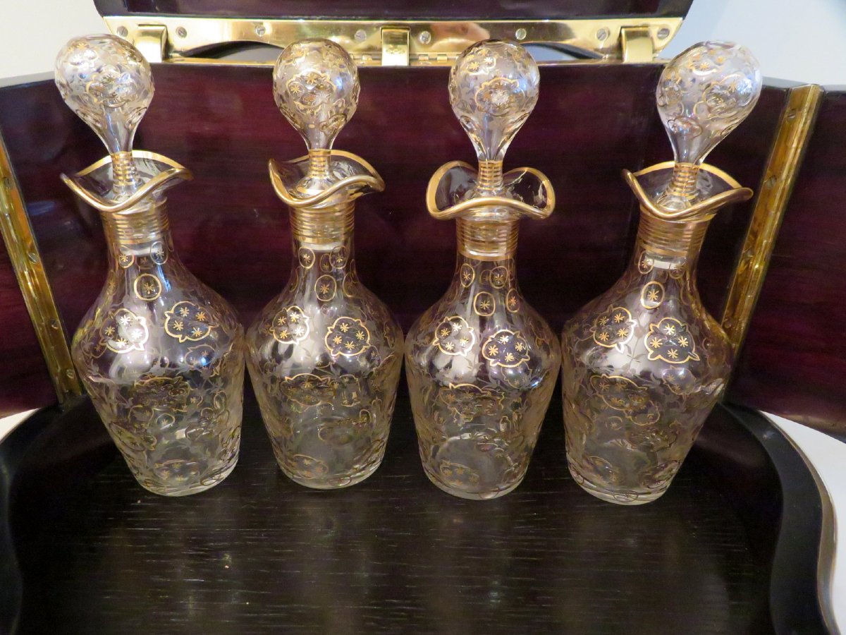 Tantalus Box Oblong In Boulle Marqueterie Napoleon III Period 19th-photo-6