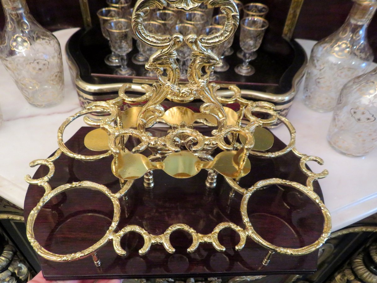 Tantalus Box Oblong In Boulle Marqueterie Napoleon III Period 19th-photo-7