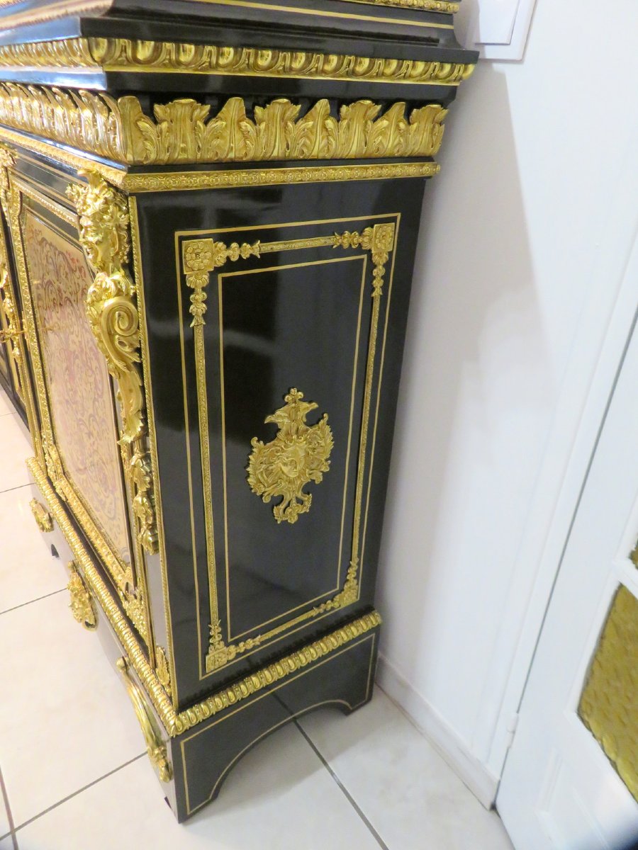 Furniture L XIV In Boulle Marquetry 19th Napoleon III Period-photo-2