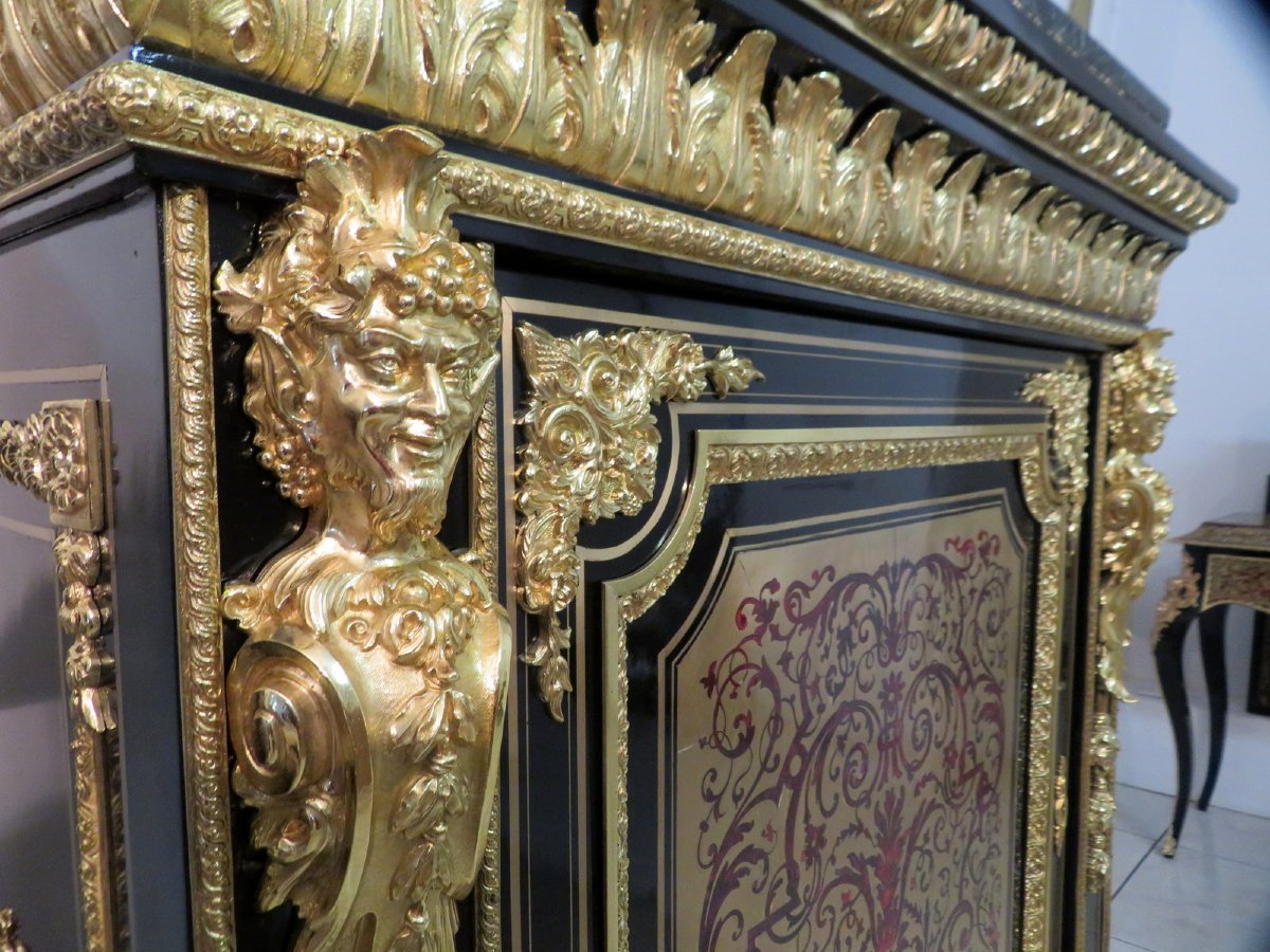 Furniture L XIV In Boulle Marquetry 19th Napoleon III Period-photo-2