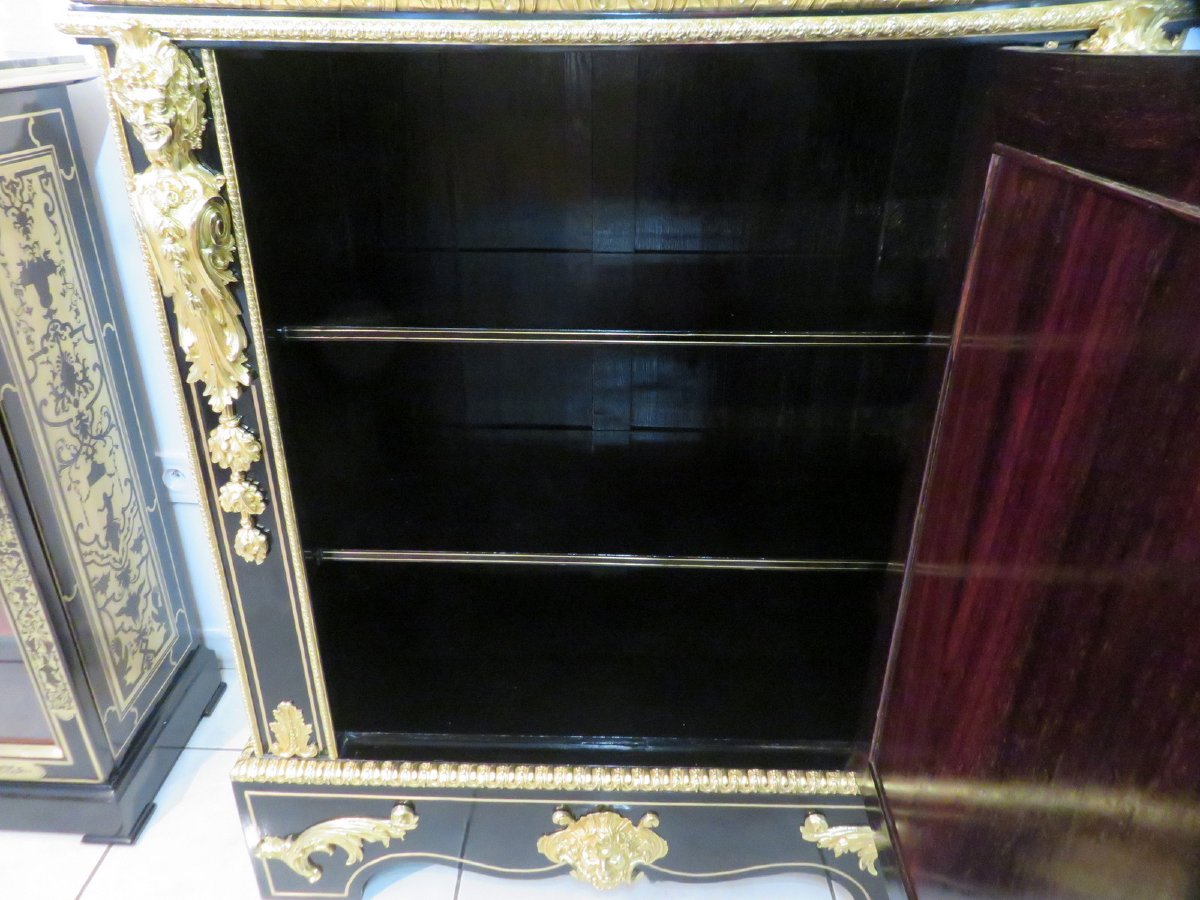 Furniture L XIV In Boulle Marquetry 19th Napoleon III Period-photo-5