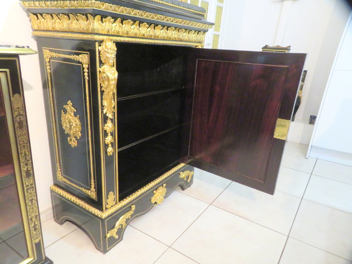 Furniture L XIV In Boulle Marquetry 19th Napoleon III Period-photo-6