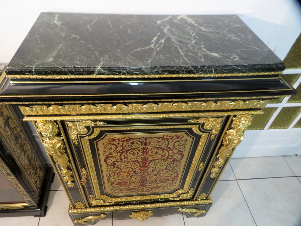 Furniture L XIV In Boulle Marquetry 19th Napoleon III Period-photo-7