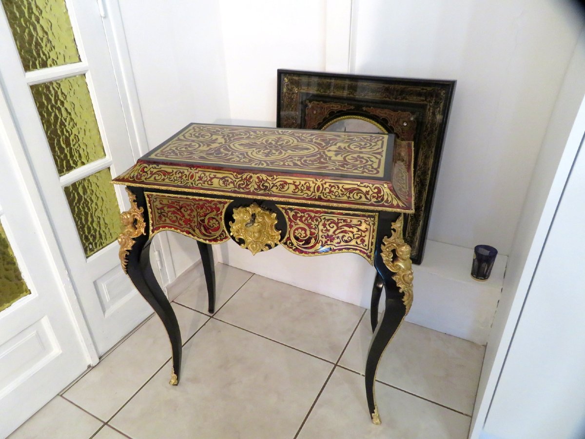 Table Bureau en marqueterie Boulle époque Napoléon III-photo-2