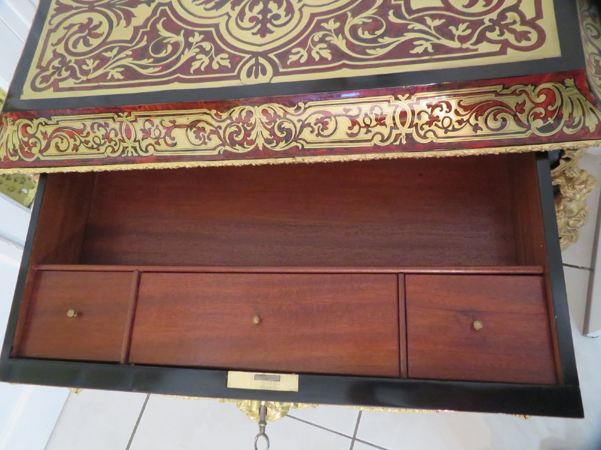 Table Bureau en marqueterie Boulle époque Napoléon III-photo-4