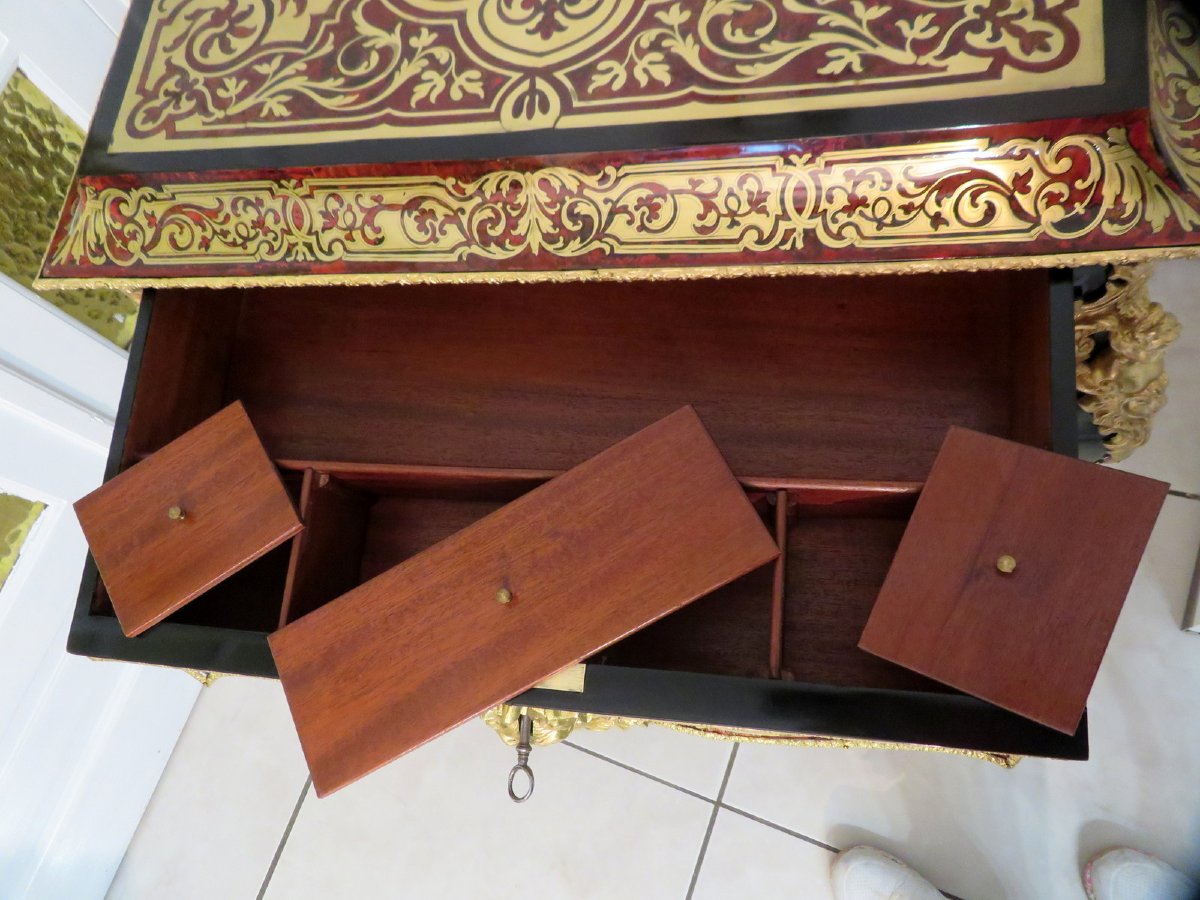 Table Bureau en marqueterie Boulle époque Napoléon III-photo-1