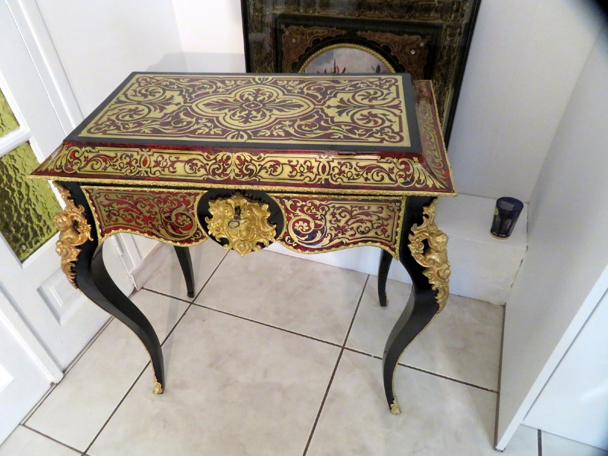 Table Bureau en marqueterie Boulle époque Napoléon III-photo-3