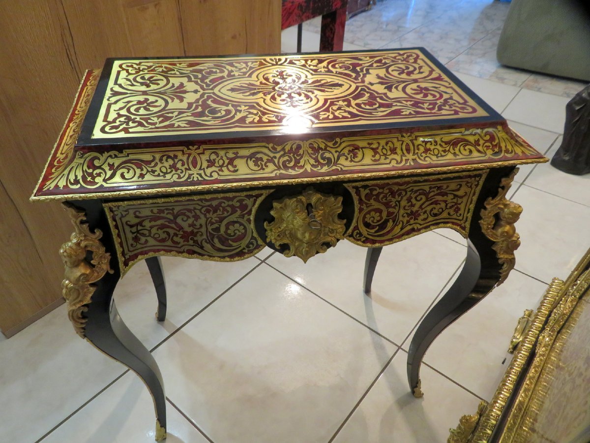 Table Bureau en marqueterie Boulle époque Napoléon III-photo-5