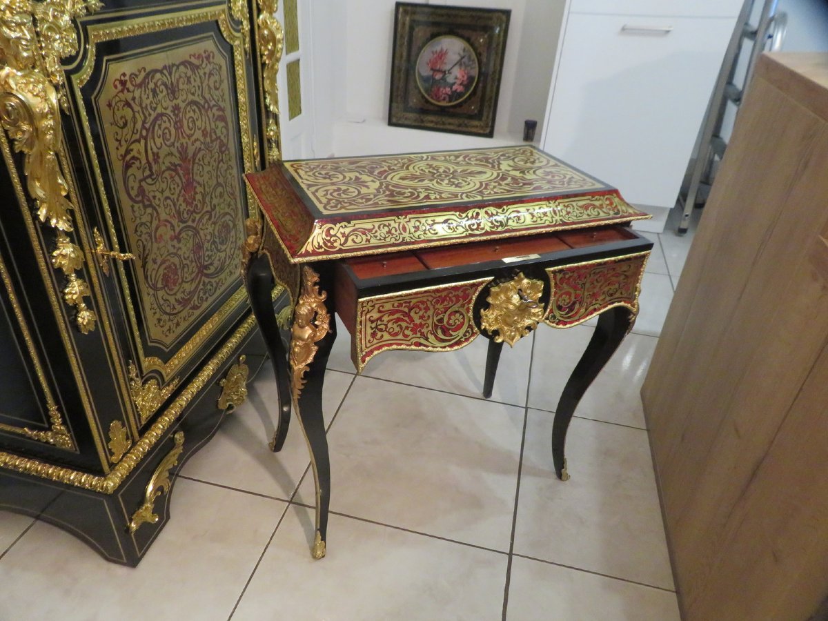 Table Bureau en marqueterie Boulle époque Napoléon III-photo-7