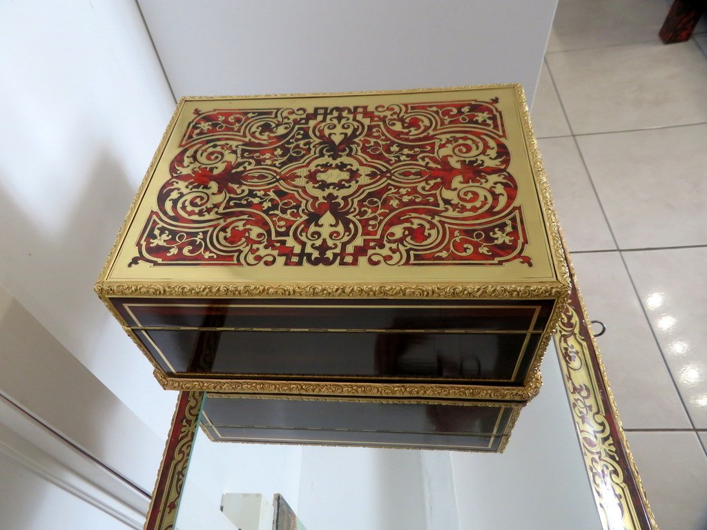 marquée ANNEE Boite à bijoux marqueterie Boulle toutes faces d’époque Napoléon III-photo-4