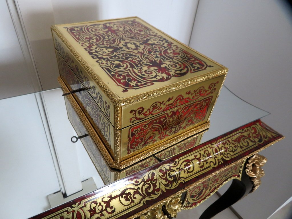 marquée ANNEE Boite à bijoux marqueterie Boulle toutes faces d’époque Napoléon III-photo-1