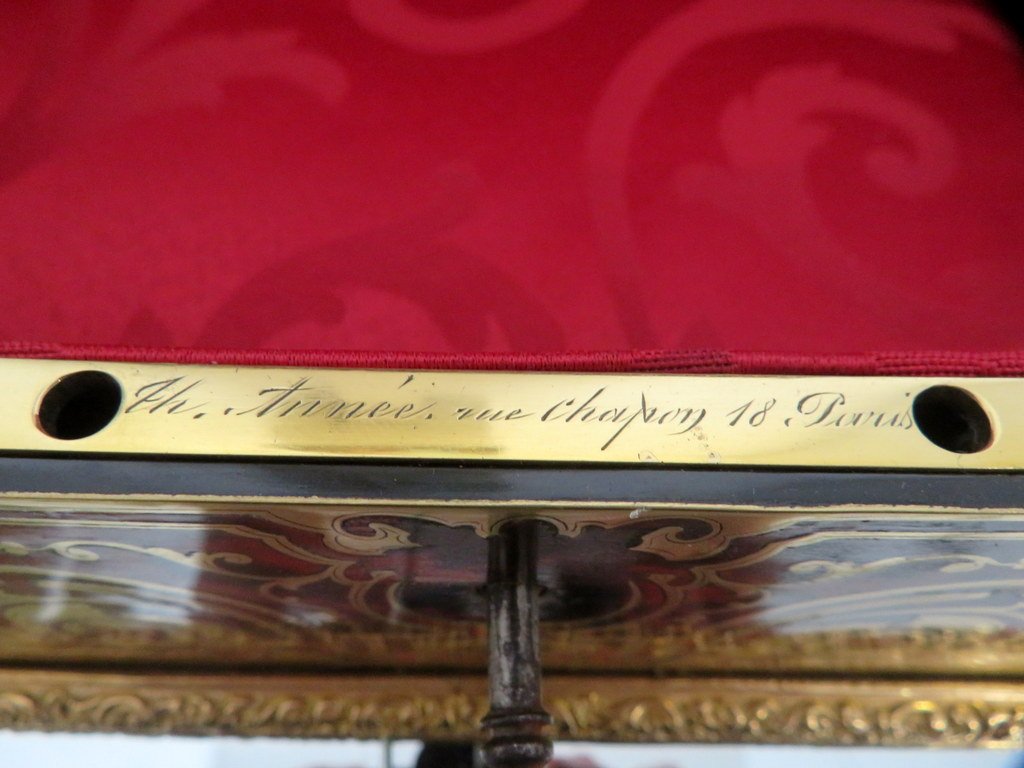 marquée ANNEE Boite à bijoux marqueterie Boulle toutes faces d’époque Napoléon III-photo-4