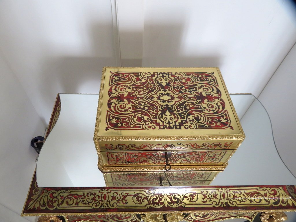 marquée ANNEE Boite à bijoux marqueterie Boulle toutes faces d’époque Napoléon III-photo-6