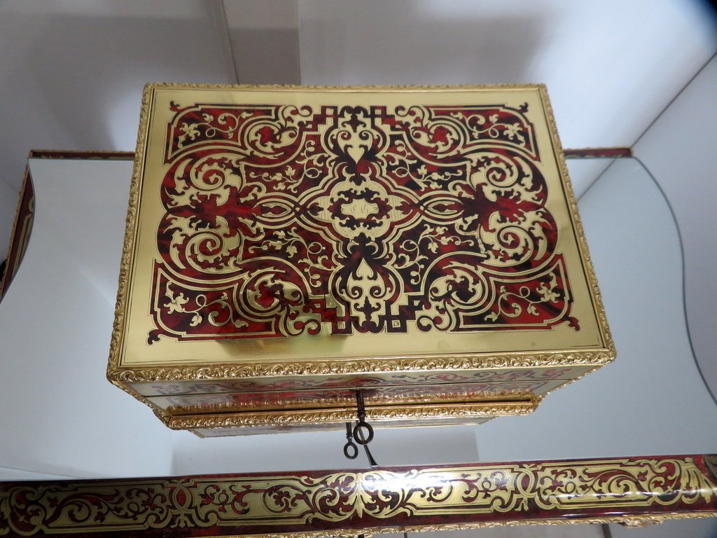 marquée ANNEE Boite à bijoux marqueterie Boulle toutes faces d’époque Napoléon III-photo-7