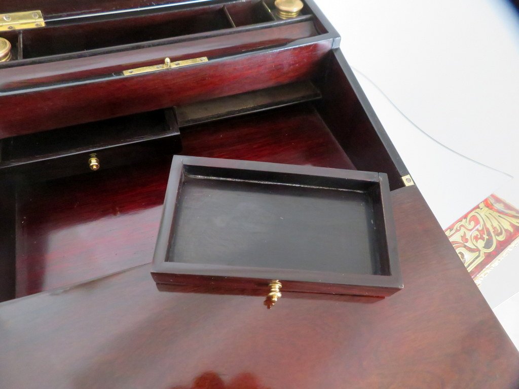 marquée TAHAN Ecritoire en marqueterie Boulle sur toutes ses faces d’époque Napoléon III-photo-3