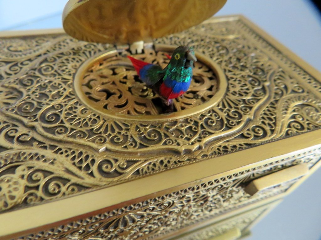  Karl Griesbaum Automaton Singing Bird Music Box XXth-photo-6