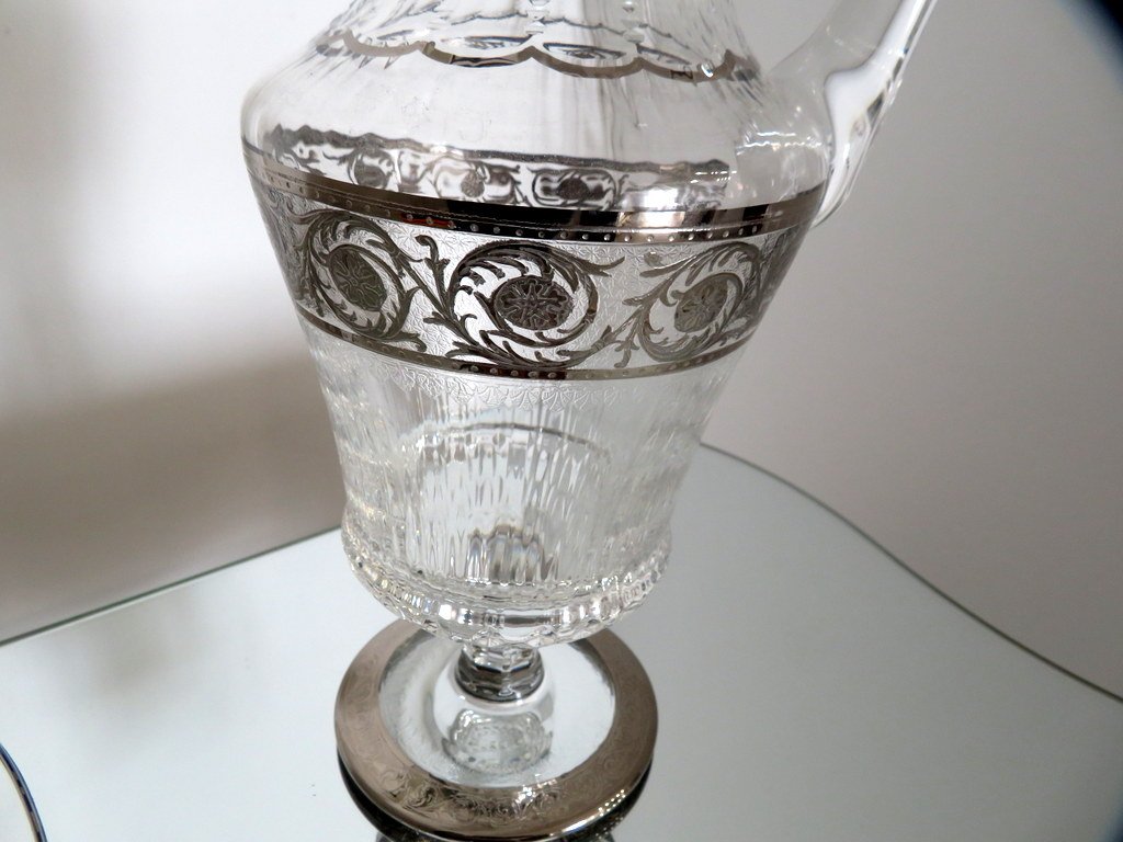  Water Jugs In Crystal Saint – Louis Thistle Platinum Platin Sylver Stamped-photo-1
