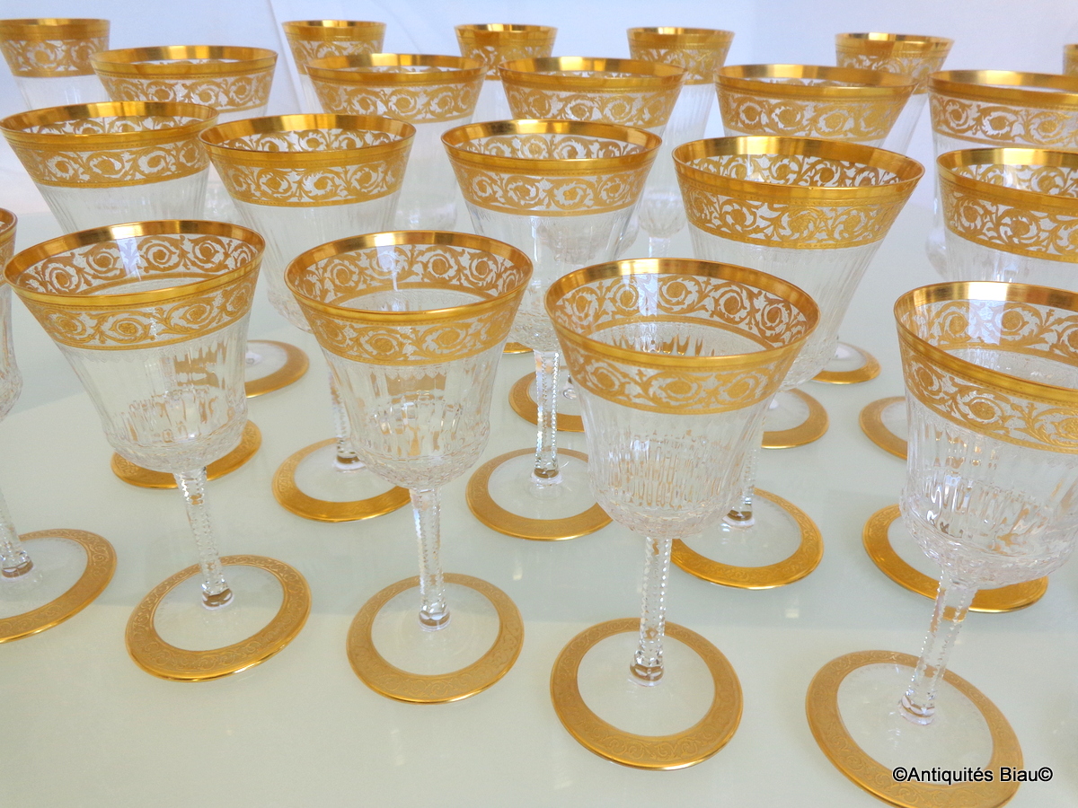 Crystal Set In St Louis Thistle Gold 48 Glasses, 1 Broc-photo-4