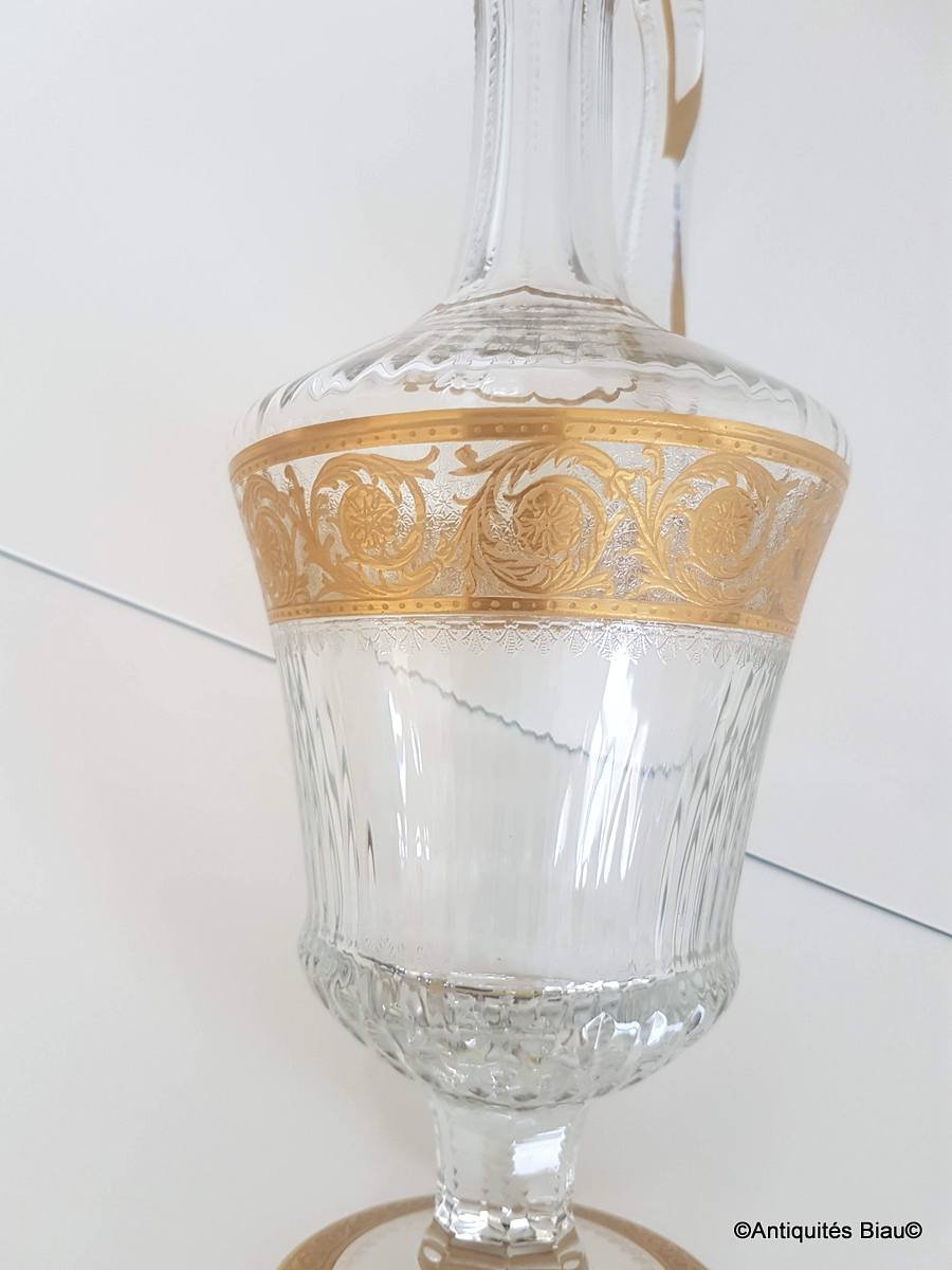 Aiguière à Vin En Cristal De Saint Louis  Modèle Thistle Or -photo-2