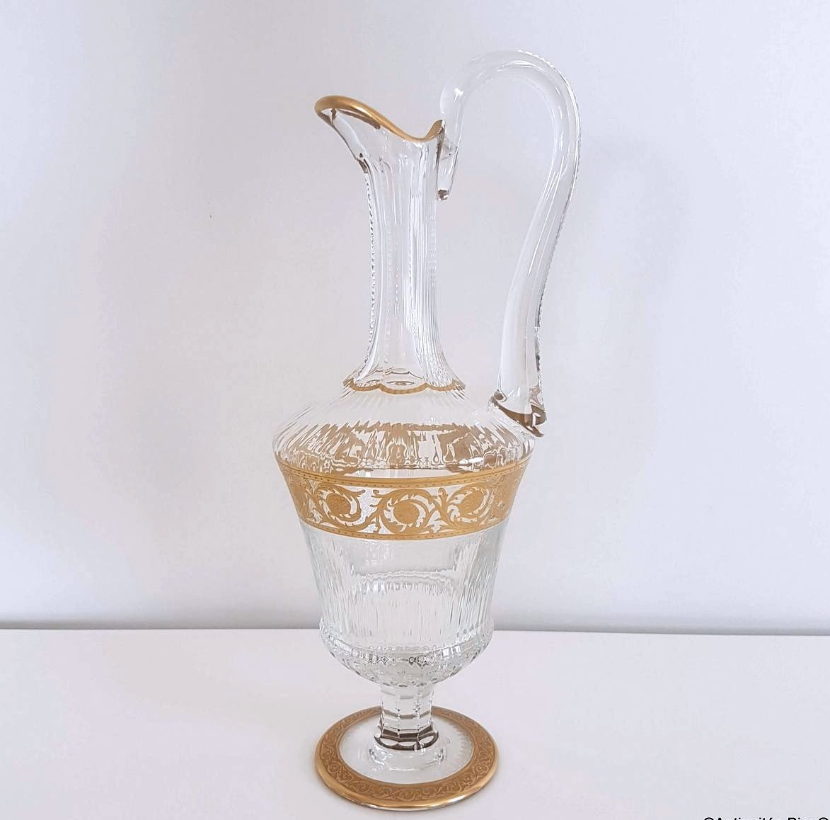 Saint Louis Crystal Wine Decanter Thistle Gold Model