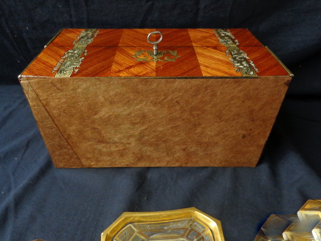 Tea Caddy In Rosewood Marquetry Boulle Napoleon III Period 19th-photo-3