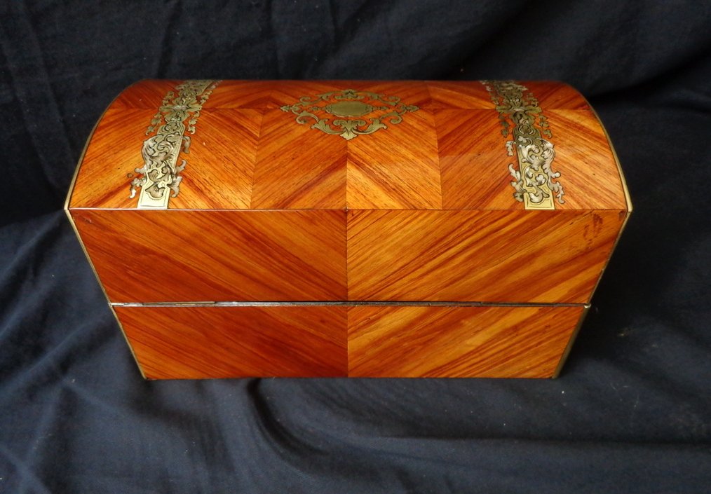 Tea Caddy In Rosewood Marquetry Boulle Napoleon III Period 19th-photo-3