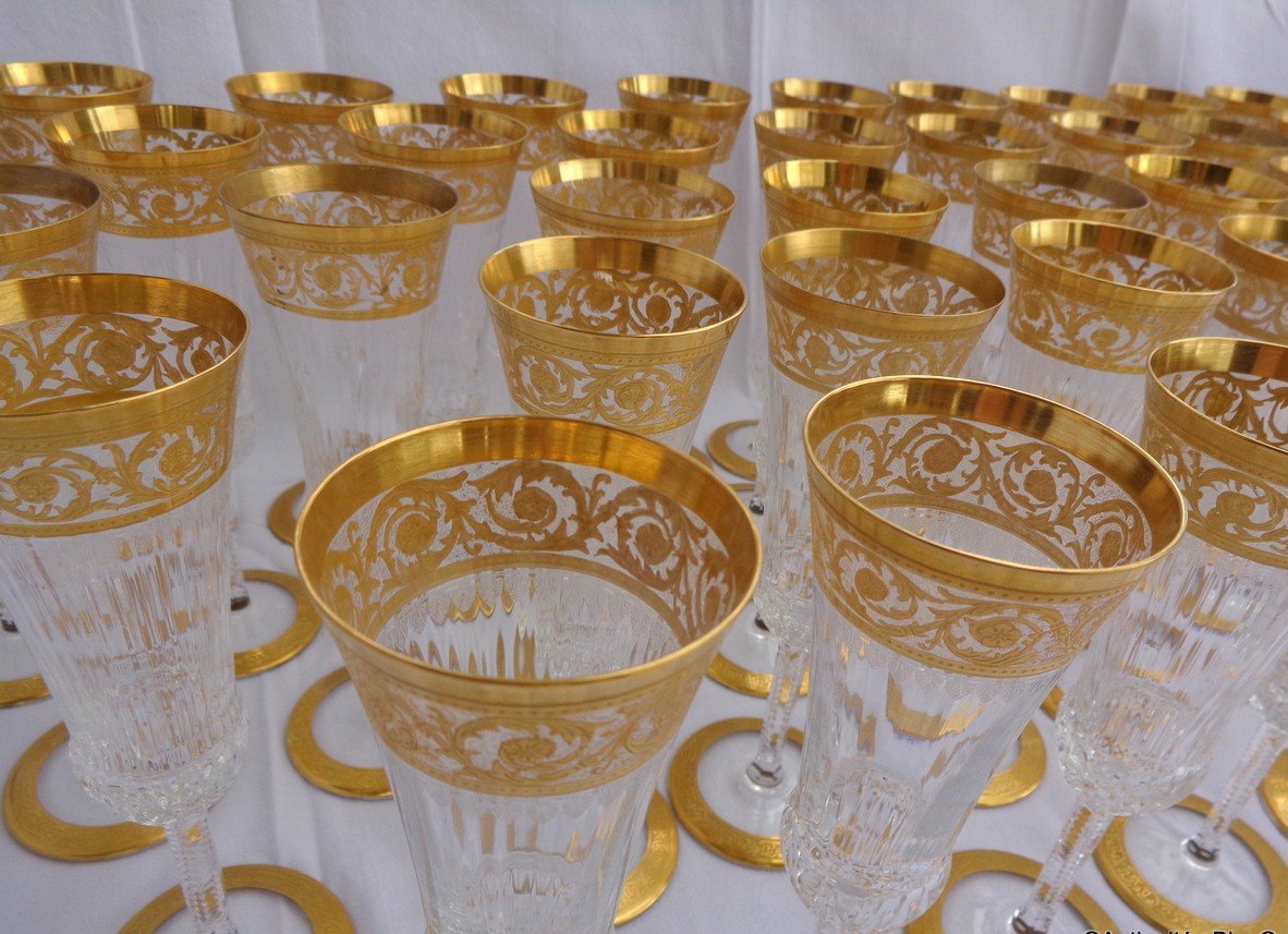 Crystal Flute From Saint Louis Model Thistle Gold Perfect Condition-photo-2