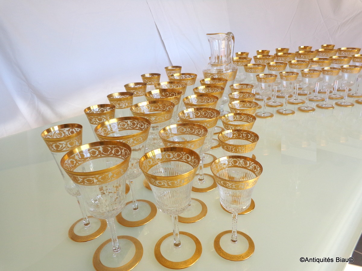 Crystal Set In St Louis Thistle Gold 48 Glasses, 1 Broc-photo-2