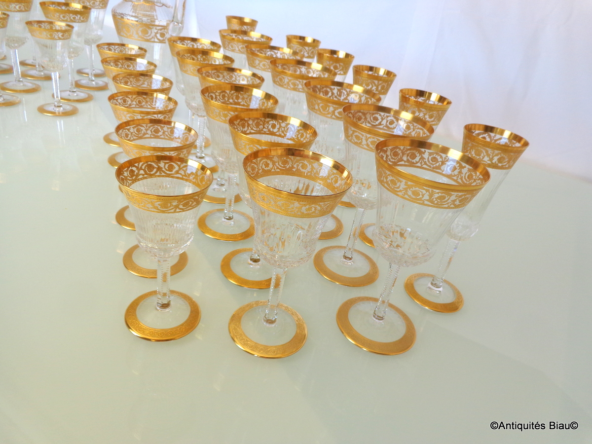Crystal Set In St Louis Thistle Gold 48 Glasses, 1 Broc-photo-3
