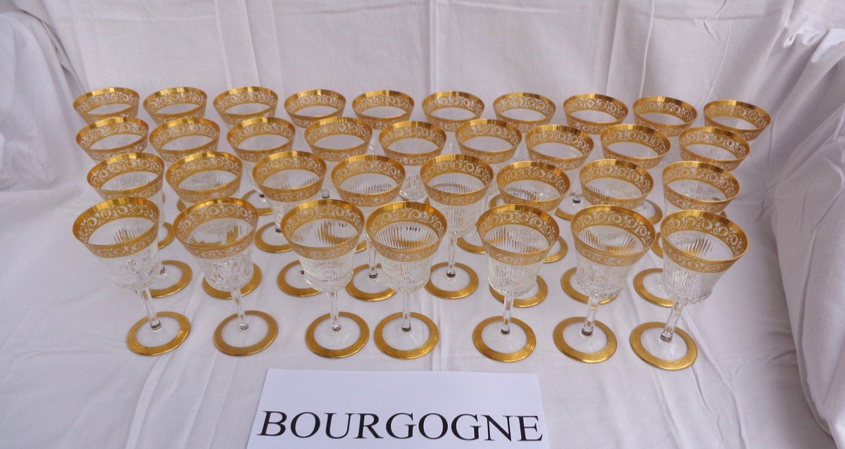 1 Verre à Bourgogne 16.2cm En cristal De  Saint Louis Modèle Thistle Or -photo-4