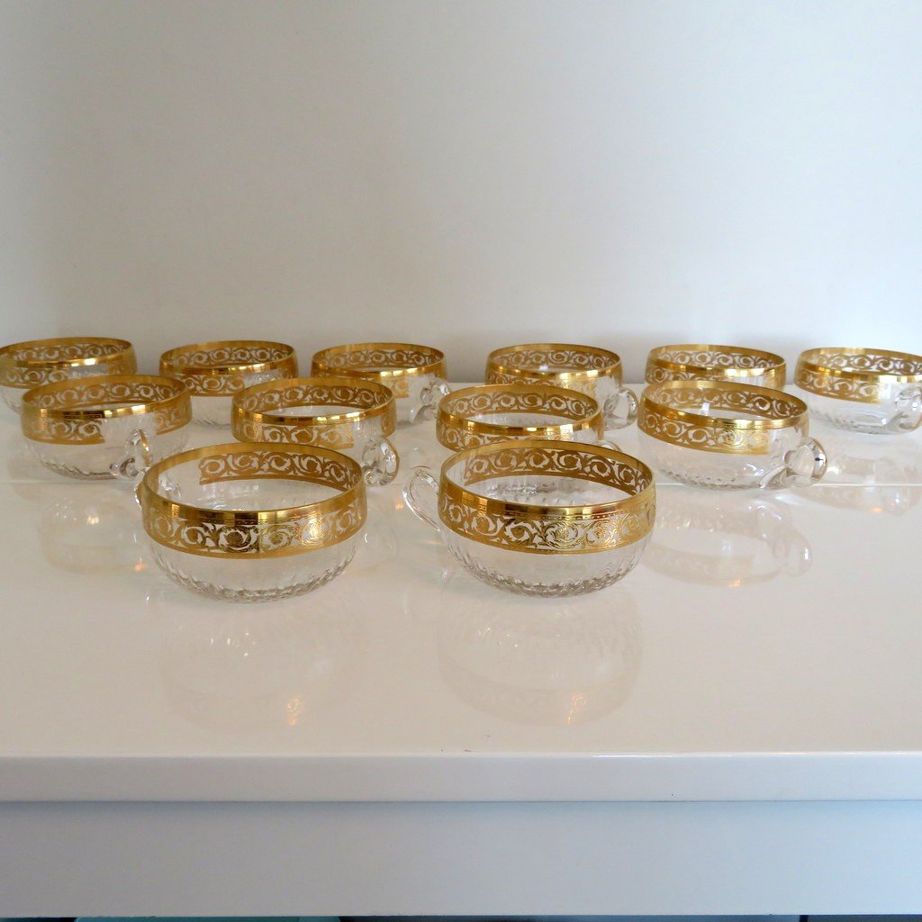 1 Small Crystal Cup From Saint Louis Model Thistle Gold-photo-1