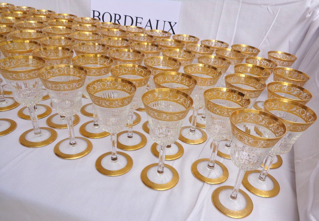 1  Verre à Bordeaux 14.2cm En Cristal De Saint Louis Modéle Thistle Or -photo-4