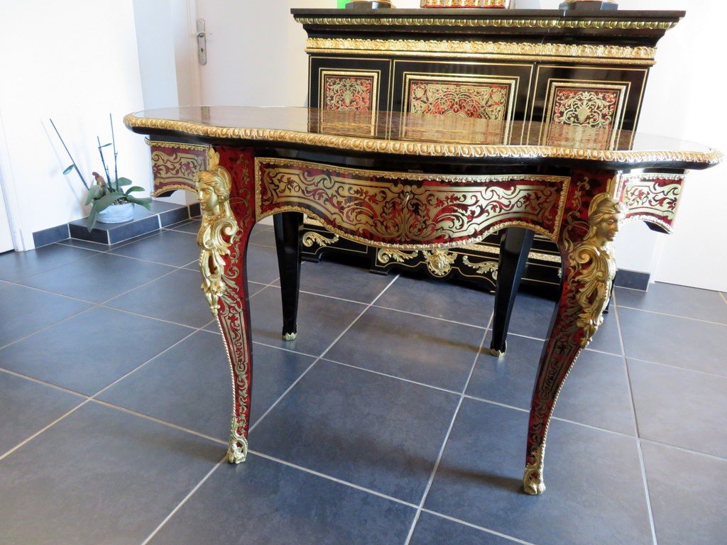 Table In Marquetry Boulle 19th Napoléon III Period-photo-1