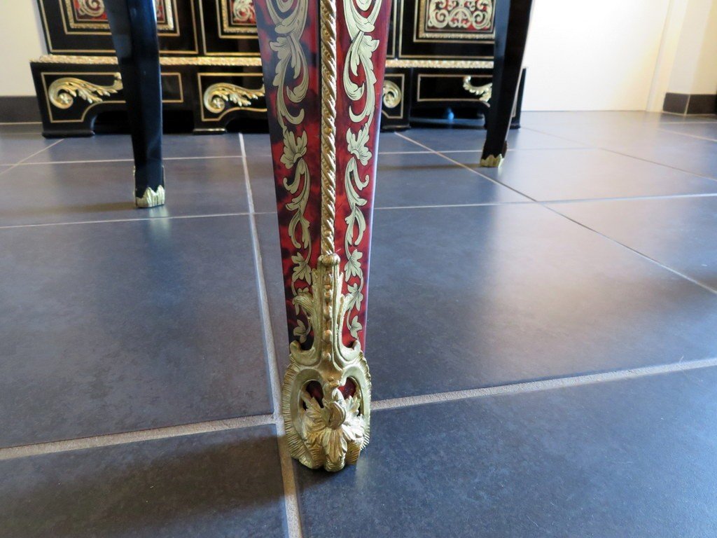 Table In Marquetry Boulle 19th Napoléon III Period-photo-6