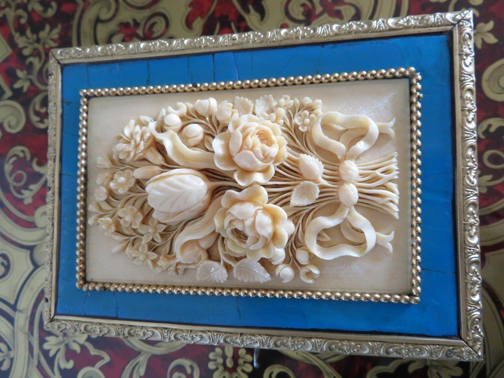 Stamped Garnesson Jewelry Box In Boulle Turquoise Marquetry Napoleon III Period-photo-2