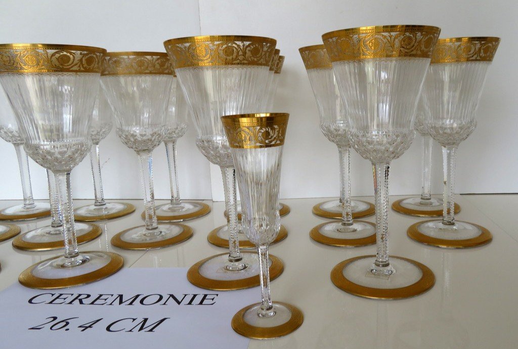  Unused In Original Box 1 Ceremony Glass In Crystal Of  Saint St Louis Thistle Gold-photo-2