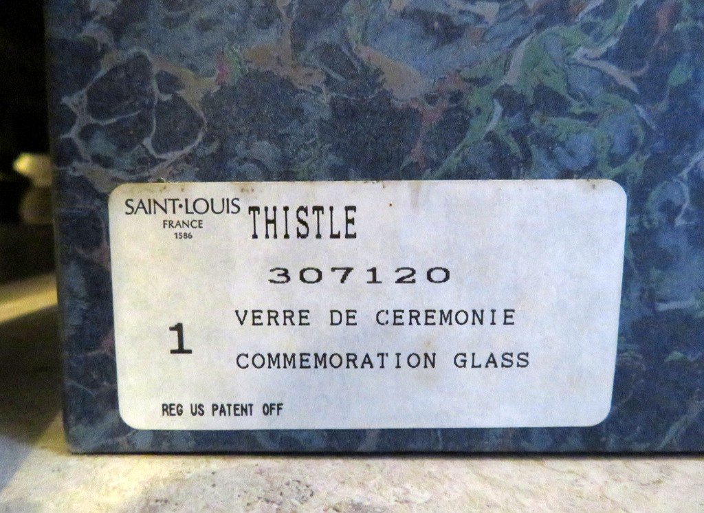  Unused In Original Box 1 Ceremony Glass In Crystal Of  Saint St Louis Thistle Gold-photo-1