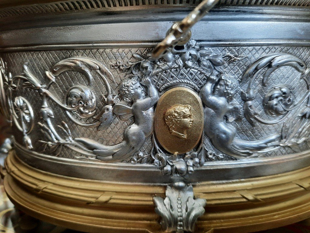 Signé Oudry Boite à Bijoux En Bronze Or Et Argent Boulle Epoque Napoléon III-photo-3