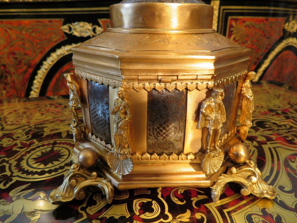 Jewelry Box In Bronze And Brass Boulle Napoleon III Period-photo-3