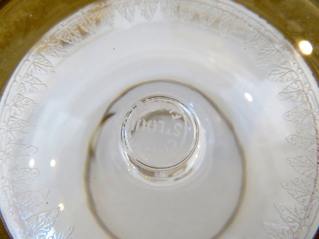 Saint Louis Thistle Gold Crystal Cognac Set Signed-photo-5