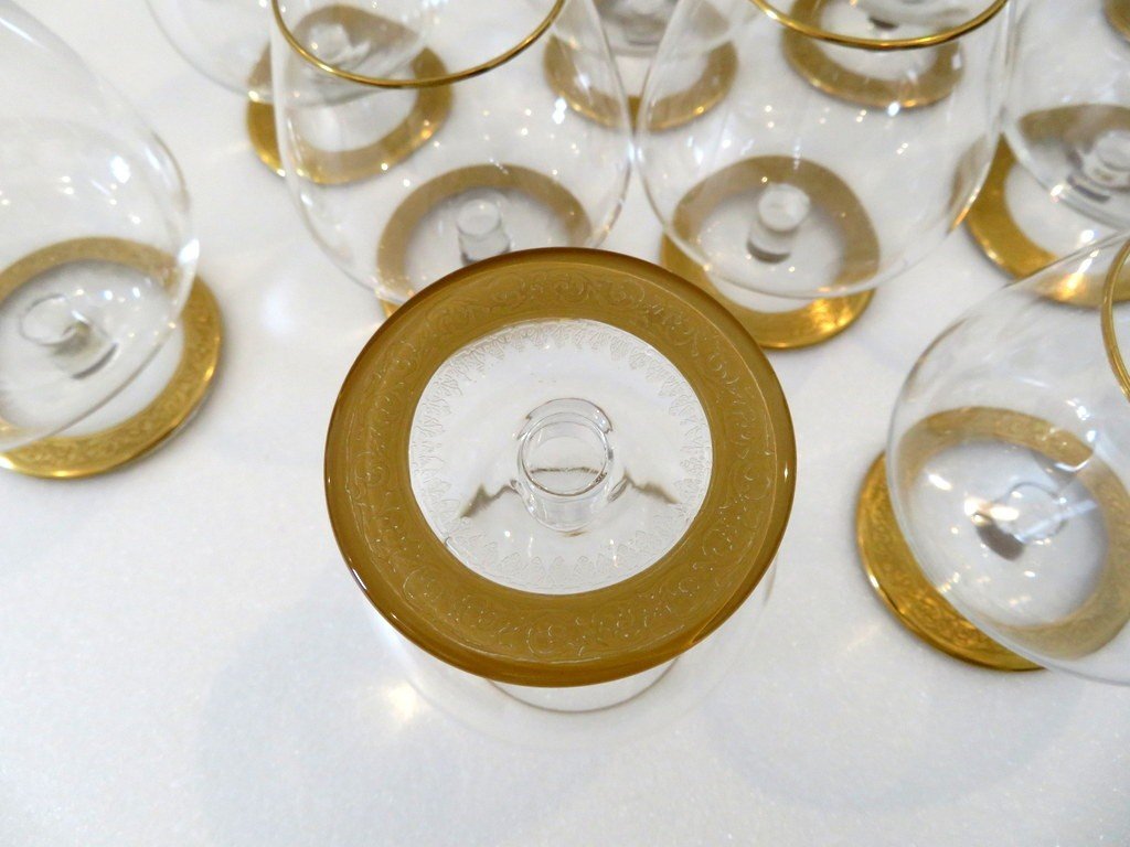 1 Little Cognac Glasses In Crystal Saint Louis - Thistle Gold Model Stamped-photo-6